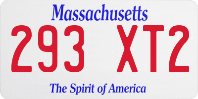 MA license plate 293XT2
