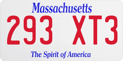 MA license plate 293XT3