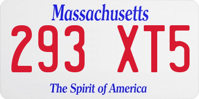 MA license plate 293XT5