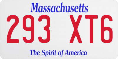 MA license plate 293XT6