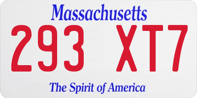 MA license plate 293XT7