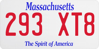 MA license plate 293XT8