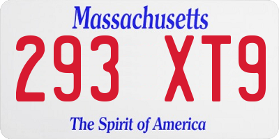 MA license plate 293XT9