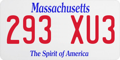 MA license plate 293XU3