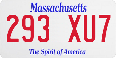 MA license plate 293XU7