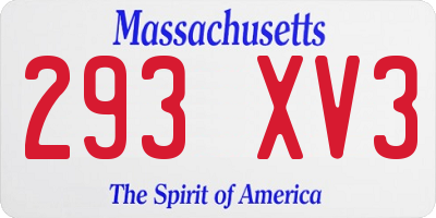 MA license plate 293XV3