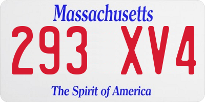 MA license plate 293XV4