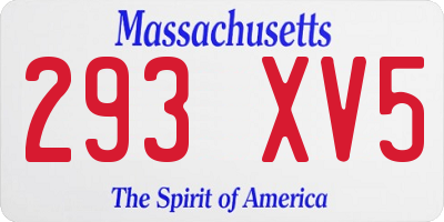 MA license plate 293XV5