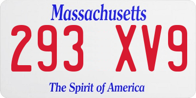 MA license plate 293XV9