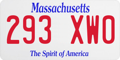 MA license plate 293XW0