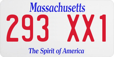 MA license plate 293XX1