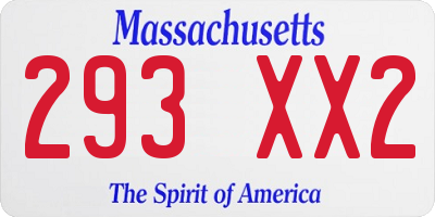 MA license plate 293XX2