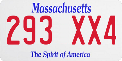 MA license plate 293XX4