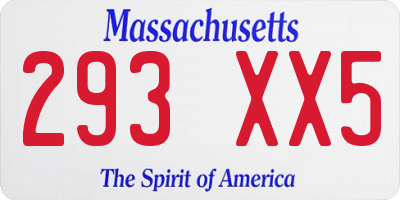 MA license plate 293XX5