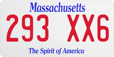 MA license plate 293XX6