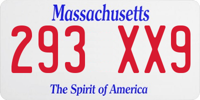 MA license plate 293XX9