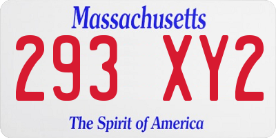 MA license plate 293XY2