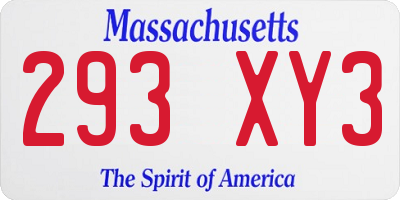 MA license plate 293XY3