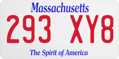 MA license plate 293XY8