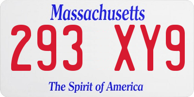 MA license plate 293XY9