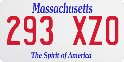 MA license plate 293XZ0