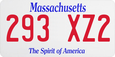 MA license plate 293XZ2