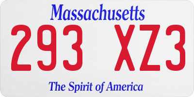 MA license plate 293XZ3