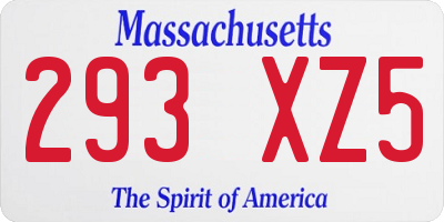 MA license plate 293XZ5