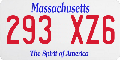 MA license plate 293XZ6
