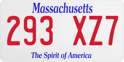 MA license plate 293XZ7