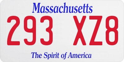MA license plate 293XZ8