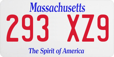 MA license plate 293XZ9
