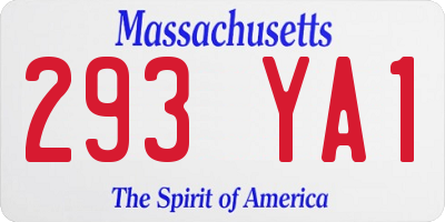 MA license plate 293YA1