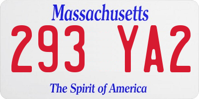 MA license plate 293YA2