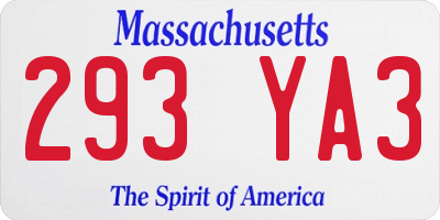 MA license plate 293YA3
