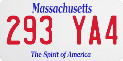MA license plate 293YA4