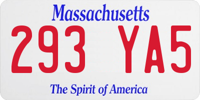 MA license plate 293YA5