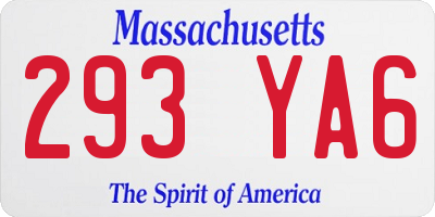 MA license plate 293YA6