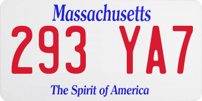 MA license plate 293YA7