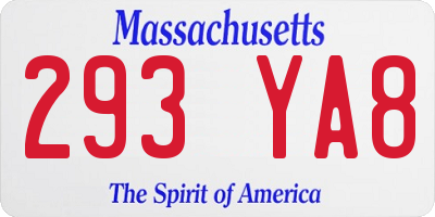 MA license plate 293YA8