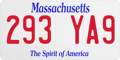 MA license plate 293YA9