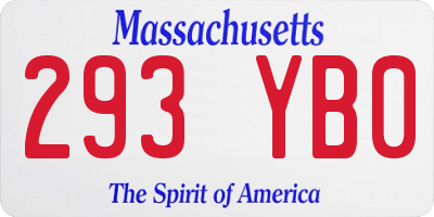 MA license plate 293YB0