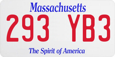 MA license plate 293YB3