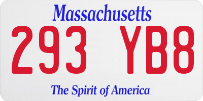 MA license plate 293YB8