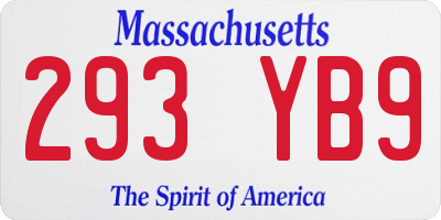 MA license plate 293YB9
