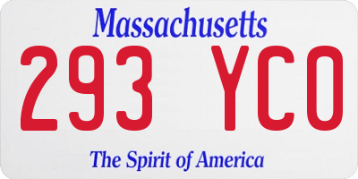 MA license plate 293YC0