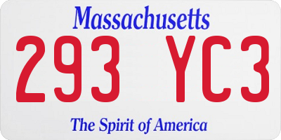 MA license plate 293YC3