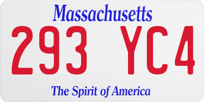 MA license plate 293YC4