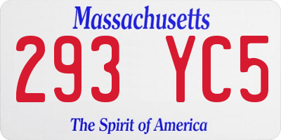 MA license plate 293YC5