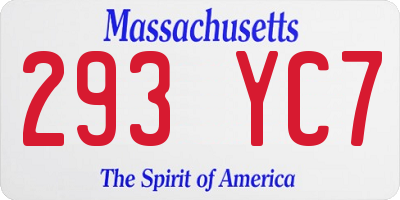 MA license plate 293YC7